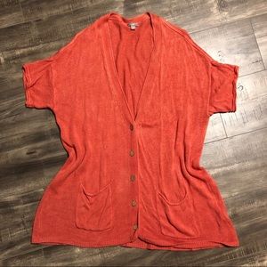 Orange J.Jill Short Sleeve Sweater
